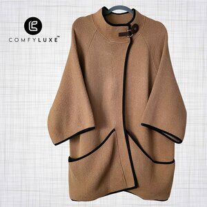 COMFYLUXE ~ Cocoon/Kimono Sweater Jacket ~ Camel OS (1X – 3X)